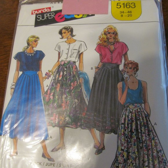 2 Burda VTG 80s Uncut Sewing Patterns Sealed - #5163 Skirt & #6399 Suit Sz 8-20 - Picture 2 of 10